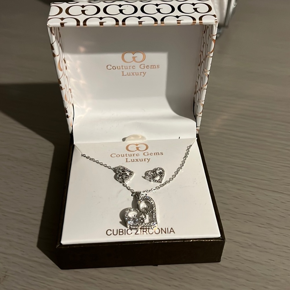 Heart Necklace and Earring Set